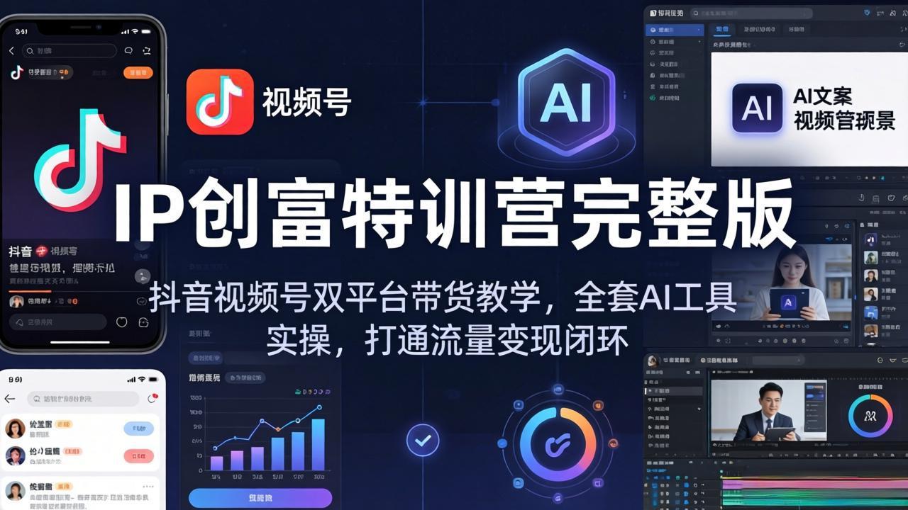 IP创富特训营完整版：抖音视频号双平台带货教学，全套AI工具实操，打通流量变现闭环-源创文化-轻创终点站