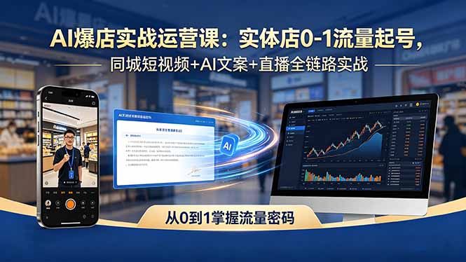 AI爆店实战运营课：实体店0-1流量起号，同城短视频+AI文案+直播全链路实战-源创文化-轻创终点站