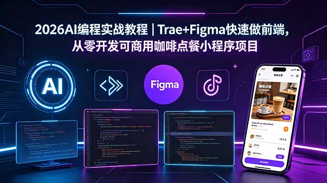 2026AI编程实战教程｜Trae+Figma快速做前端，从零开发可商用咖啡点餐小程序项目-源创文化-轻创终点站