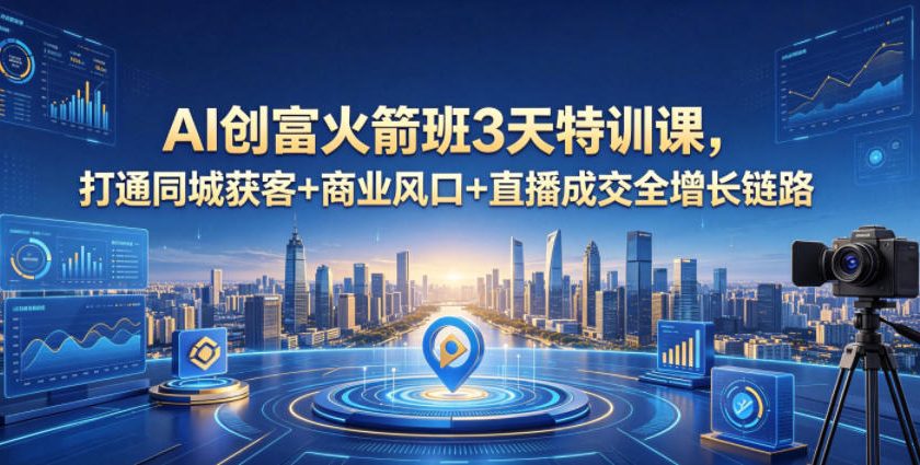 AI创富火箭班3天特训课，打通同城获客+商业风口+直播成交全增长链路，2026年4月新课-源创文化-轻创终点站