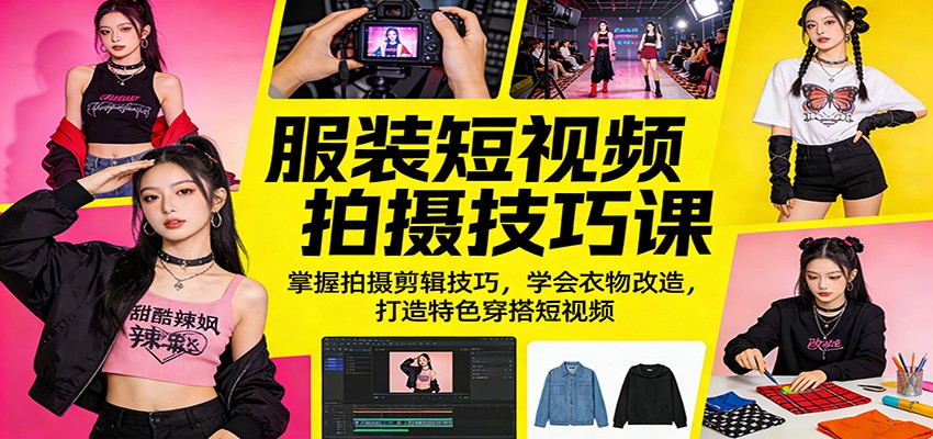 服装短视频拍摄技巧课：掌握拍摄剪辑技巧，学会衣物改造，打造特色穿搭短视频-源创文化-轻创终点站