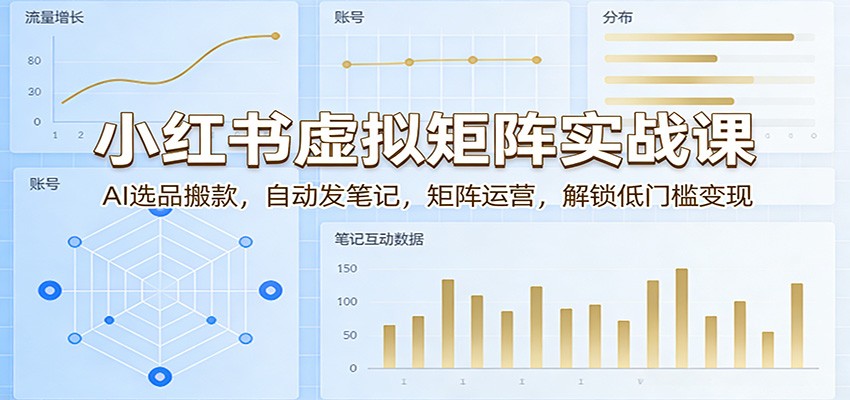 小红书虚拟矩阵实战课：AI选品搬款，自动发笔记，矩阵运营，解锁低门槛变现-源创文化-轻创终点站