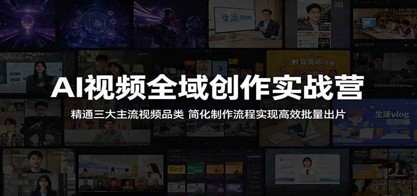 AI视频全域创作实战营：精通三大主流视频品类，简化制作流程实现高效批量出片-源创文化-轻创终点站