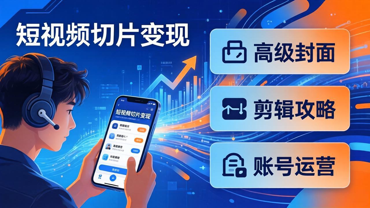 短视频切片变现速成班2.0:高级封面+剪辑攻略+账号运营,0基础小白快速入局副业-源创文化-轻创终点站