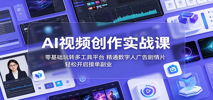AI视频创作实战课：零基础玩转多工具平台，精通数字人广告、剧情片，轻松开启接单副业-源创文化-轻创终点站