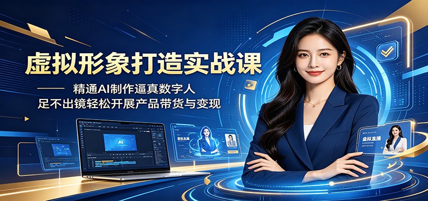 虚拟形象打造实战课:精通AI制作逼真数字人,足不出镜轻松开展产品带货与变现-源创文化-轻创终点站
