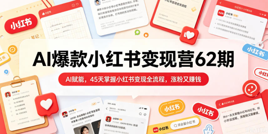 AI爆款小红书变现营62期2026年5月，AI赋能，45天掌握小红书变现全流程，涨粉又賺钱-源创文化-轻创终点站