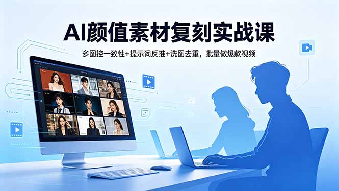 AI颜值素材复刻实战课，多图控一致性+提示词反推+洗图去重，批量做爆款视频-源创文化-轻创终点站