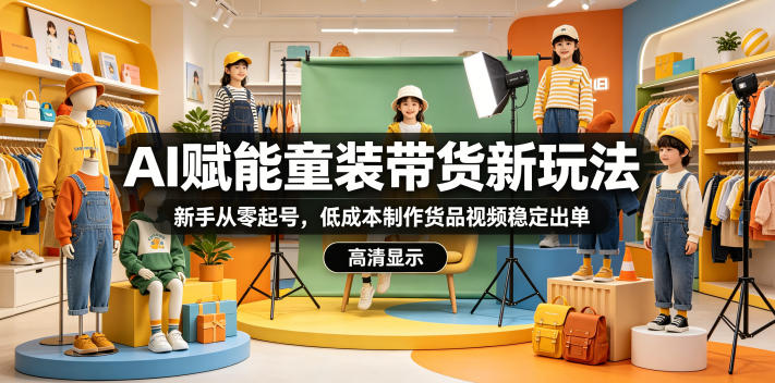 AI赋能童装带货新玩法，新手从零起号，低成本制作货品视频稳定出单-源创文化-轻创终点站