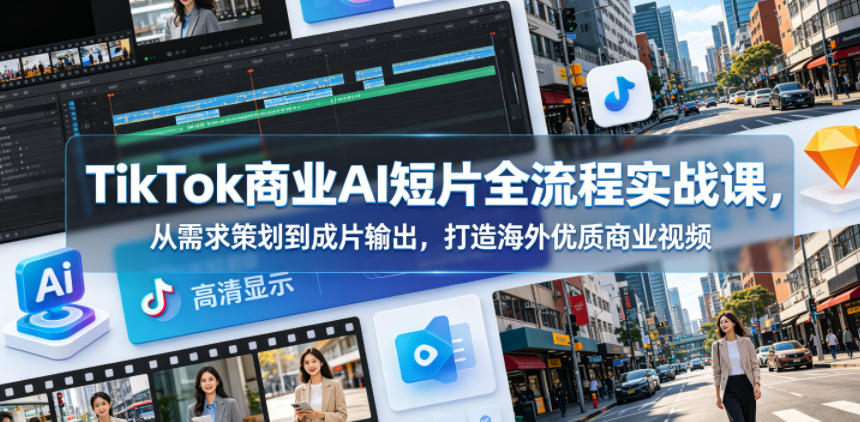 TikTok商业AI短片全流程实战课，从需求策划到成片输出，打造海外优质商业视频-源创文化-轻创终点站