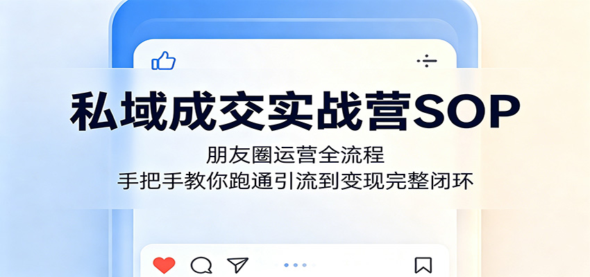 私域成交实战营SOP:朋友圈运营全流程,手把手教你跑通引流到变现完整闭环-源创文化-轻创终点站