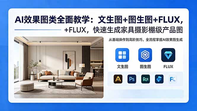 AI效果图类全面教学：文生图+图生图+FLUX，快速生成家具摄影棚级产品图-源创文化-轻创终点站