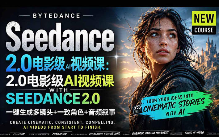 字节跳动的Seedance 2.0 AI电影视频生成制作教程,一键生成多镜头+一致角色+音频叙事-中英字幕-源创文化-轻创终点站