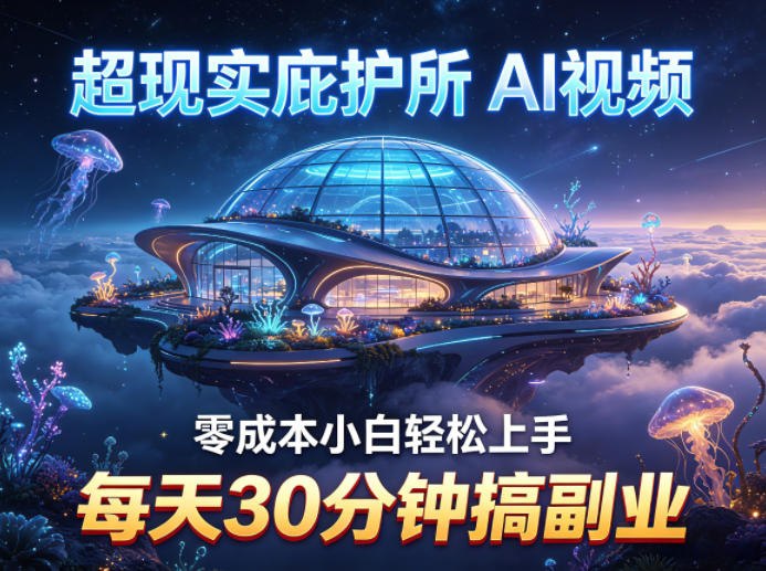 超现实庇护所AI视频项目拆解,零成本小白轻松上手,每天30分钟搞副业-源创文化-轻创终点站
