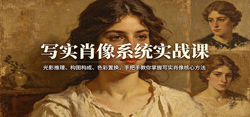 写实肖像系统实战课：光影推理、构图构成、色彩置换，手把手教你掌握写实肖像核心方法-源创文化-轻创终点站