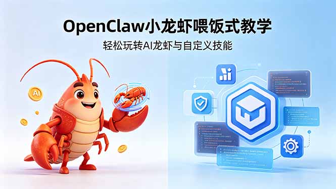 不用懂技术！OpenClaw小龙虾喂饭式教学，轻松玩转AI龙虾与自定义技能 (5月22更新-源创文化-轻创终点站