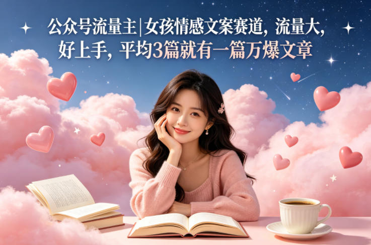 公众号流量主女孩情感文案赛道，流量大，好上手，平均3篇就有一篇万爆文章-源创文化-轻创终点站