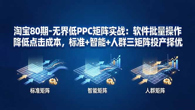 淘宝80期-无界低PPC矩阵实战：软件批量操作降低点击成本，标准+智能+人群三矩阵投产择优-源创文化-轻创终点站