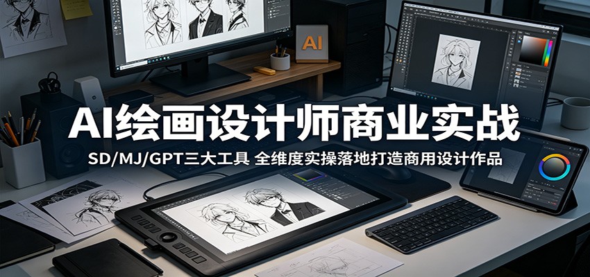 AI绘画设计师商业实战：SD/MJ/GPT三大工具，全维度实操落地打造商用设计作品-源创文化-轻创终点站