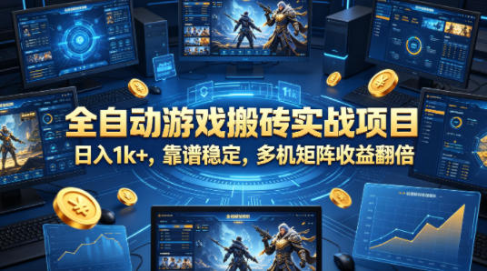 全自动游戏搬砖实战项目，日入1k+，靠谱稳定，多机矩阵收益翻倍【揭秘】-源创文化-轻创终点站