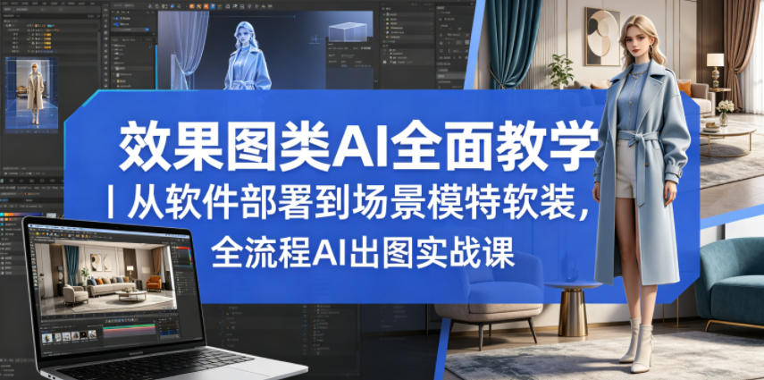 效果图类AI全面教学｜从软件部署到场景模特软装，全流程AI出图实战课-源创文化-轻创终点站