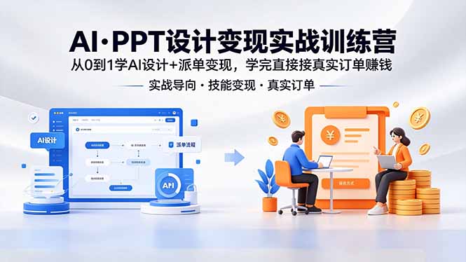 AI·PPT设计变现实战训练营,从0到1学AI设计+派单变现,学完直接接真实订单赚钱-源创文化-轻创终点站