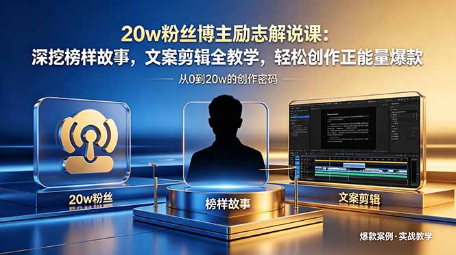 20w粉丝博主励志解说课：深挖榜样故事，文案剪辑全教学，轻松创作正能量爆款-源创文化-轻创终点站