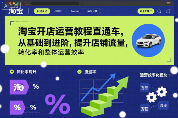 淘宝开店运营教程直通车，从基础到进阶，提升店铺流量，转化率和整体运营效率(更新26年05月27日)-源创文化-轻创终点站