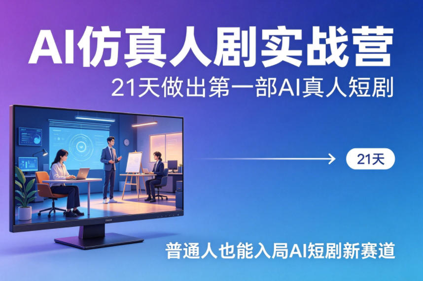 AI仿真人剧实战营，21天做出第一部AI真人短剧，普通人也能入局AI短剧新赛道-源创文化-轻创终点站