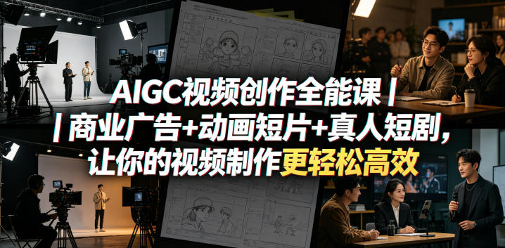 AIGC视频创作全能课｜商业广告+动画短片+真人短剧，让你的视频制作更轻松高效-源创文化-轻创终点站