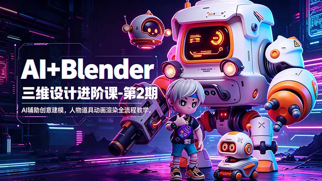 AI+Blender三维设计进阶课-第2期：AI辅助创意建模，人物道具动画渲染全流程教学-源创文化-轻创终点站