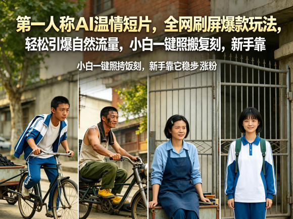 第一人称AI温情短片,全网刷屏爆款玩法,轻松引爆自然流量,小白一键照搬复刻,新手靠它稳步涨粉-源创文化-轻创终点站
