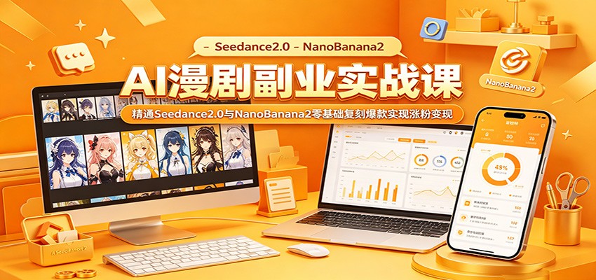 AI漫剧副业实战课:精通Seedance2.0与NanoBanana2零基础复刻爆款实现涨粉变现-源创文化-轻创终点站