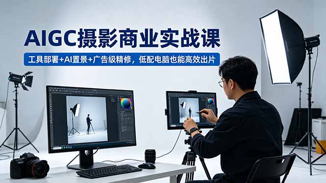AIGC 摄影商业实战课，工具部署+AI置景+广告级精修，低配电脑也能高效出片-源创文化-轻创终点站