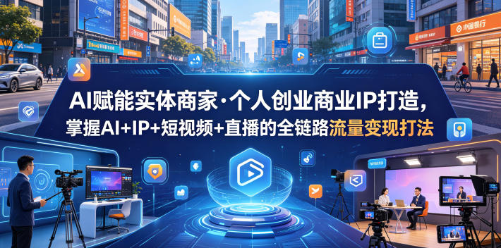 AI赋能实体商家·个人创业商业IP打造，掌握AI+IP+短视频+直播的全链路流量变现打法-源创文化-轻创终点站