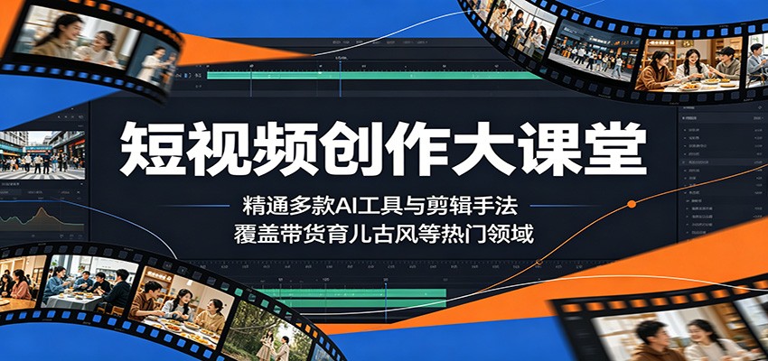 短视频创作大课堂：精通多款AI工具与剪辑手法，覆盖带货、育儿、古风等热门领域-源创文化-轻创终点站