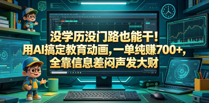 没学历没门路也能干！用AI搞定教育动画，一单纯賺700+，全靠信息差闷声发大财【揭秘】-源创文化-轻创终点站