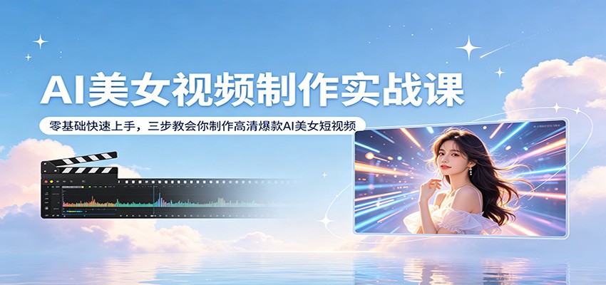 AI美女视频制作实战课:零基础快速上手,三步教会你制作高清爆款AI美女短视频-源创文化-轻创终点站
