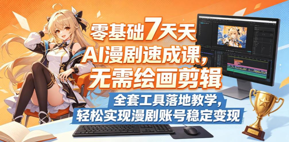 零基础7天AI漫剧速成课，无需绘画剪辑，全套工具落地教学，轻松实现漫剧账号稳定变现-源创文化-轻创终点站