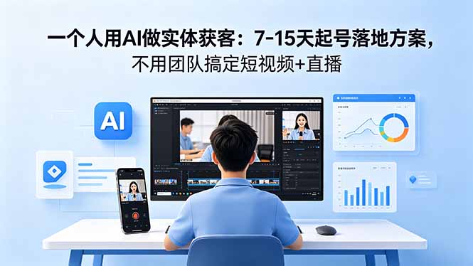 一个人用AI做实体获客：7-15天起号落地方案，不用团队搞定短视频+直播-源创文化-轻创终点站