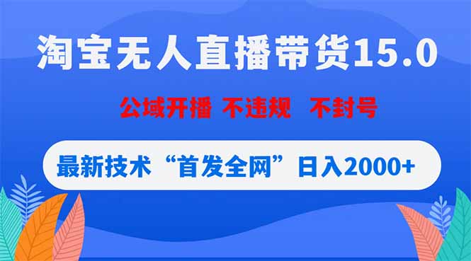 淘宝无人直播带货15.0，不封号，不违规，公域玩法，首发全网日入2000+-源创文化-轻创终点站