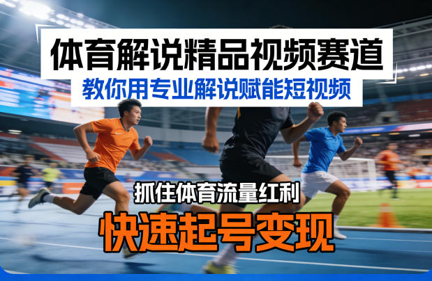 体育解说精品视频赛道，教你用专业解说赋能短视频，抓住体育流量红利，快速起号变现-源创文化-轻创终点站