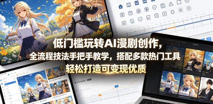 低门槛玩转AI漫剧创作，全流程技法手把手教学，搭配多款热门工具，轻松打造可变现优质作品-源创文化-轻创终点站
