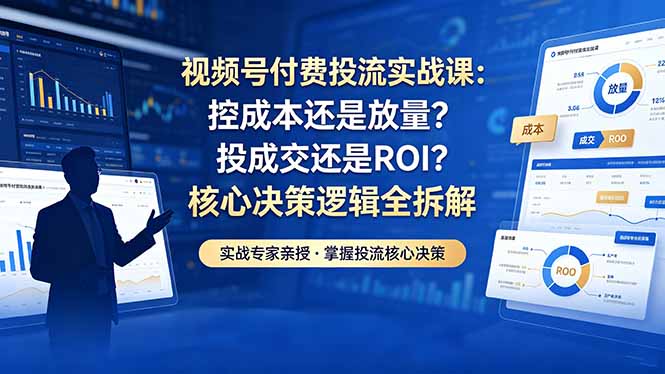 视频号付费投流实战课-5月:控成本还是放量?投成交还是ROI?核心决策逻辑全拆解-源创文化-轻创终点站