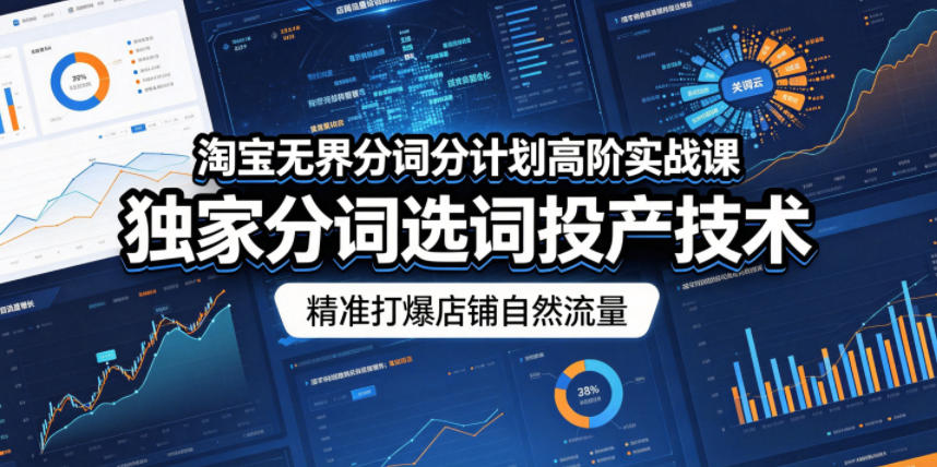 淘宝无界分词分计划高阶实战课，独家分词选词投产技术，精准打爆店铺自然流量-源创文化-轻创终点站