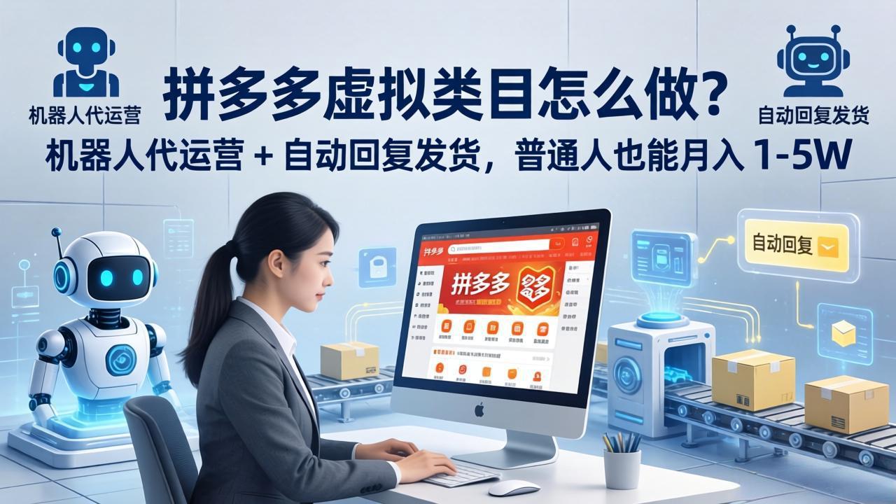 拼多多虚拟类目怎么做？机器人代运营 + 自动回复发货，普通人也能月入 1-5W-源创文化-轻创终点站