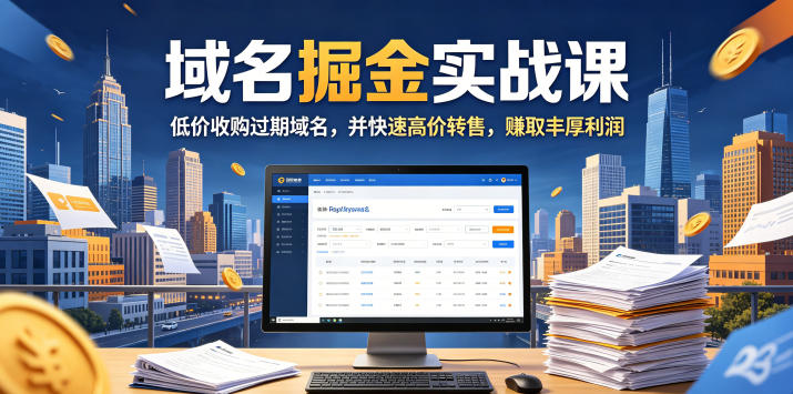 域名交易掘金实战课，低价收购过期域名，并快速高价转售，賺取丰厚利润【原创双语字幕】-源创文化-轻创终点站