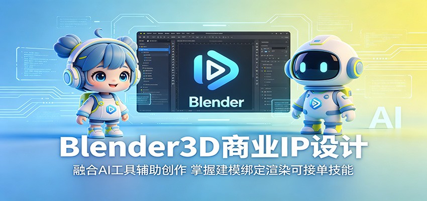 Blender3D商业IP设计：融合AI工具辅助创作，掌握建模绑定渲染可接单技能-源创文化-轻创终点站