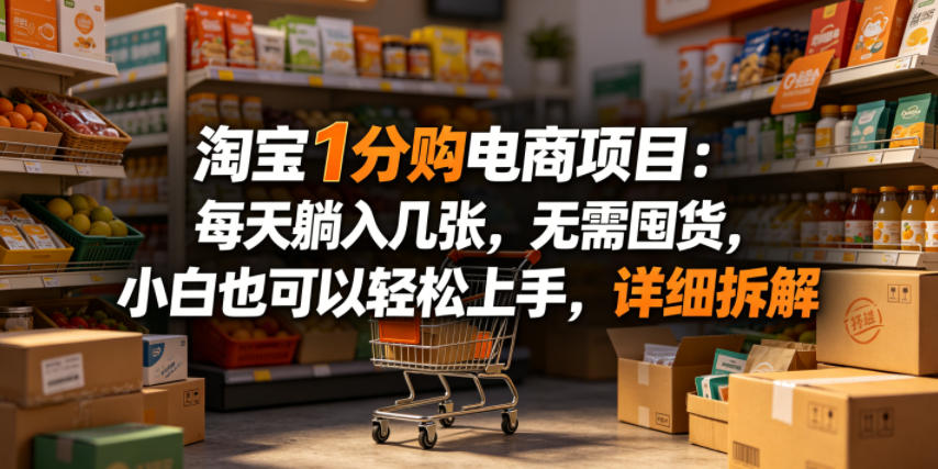 淘宝1分购电商项目：每天躺入几张，无需囤货，小白也可以轻松上手，详细拆解-源创文化-轻创终点站