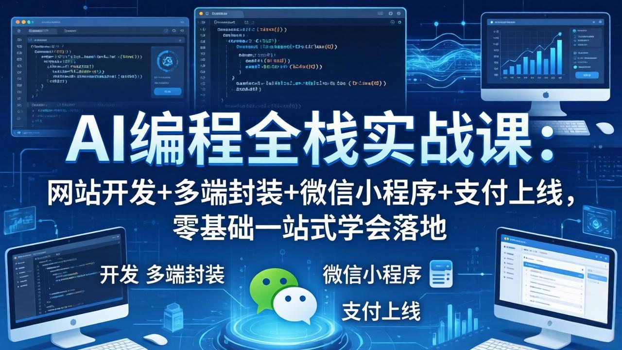 AI编程全栈实战课：网站开发+多端封装+微信小程序+支付上线，零基础一站式学会落地-源创文化-轻创终点站